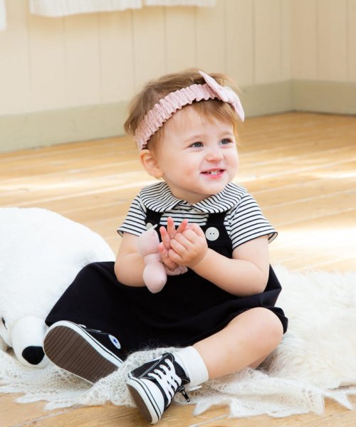 ボタン シンプル 無地 ボーダー Aライン ジャンパースカート ワンピース ベビ バースデーパーティ Birthday Party Magaseek