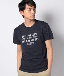 STYLEBLOCK(スタイルブロック)/サーフロゴプリントクルーネック半袖Tシャツ/SURFPARADISEネイビー