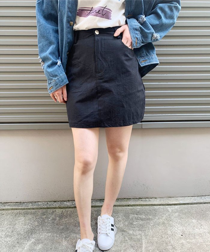 セール ミニスカート 膝上 ボトムス ミニ丈 Aライン ハイウエスト 無地 シンプル 通勤通学 セイヘイショップ Seiheishop Magaseek