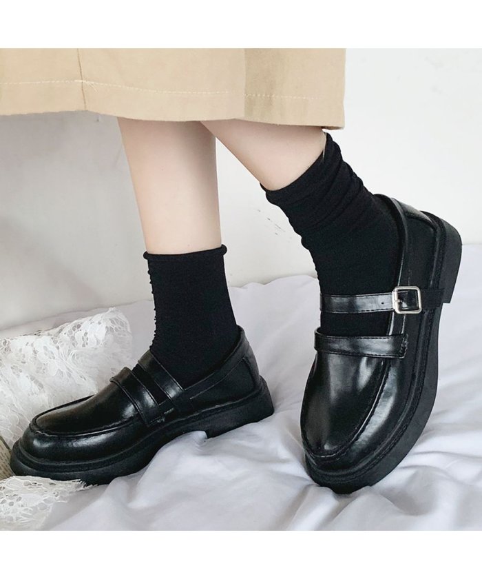 セール ローファー レディース オックスフォード 厚底 パンプス ローヒール 歩きやすい 通学 靴 ミニミニストア Miniministore Magaseek