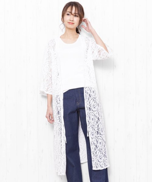 セール Off レディース カーディガン ロング トップス レースロングカーディガン ミリアンデニ Mili An Deni Magaseek