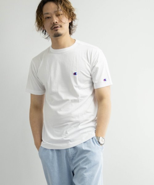 Nylaus(ナイラス)/Champion C3－P300 ワンポイント クルーネック 半袖 Tシャツ/ホワイト