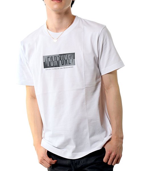TopIsm(トップイズム)/プリントロゴクルーネック半袖TシャツM～3Lサイズ/ホワイト