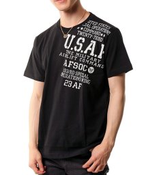 TopIsm(トップイズム)/プリントロゴクルーネック半袖TシャツM～3Lサイズ/ブラック系3