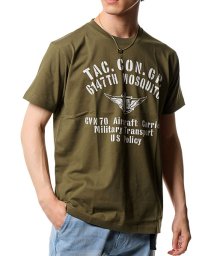 TopIsm(トップイズム)/プリントロゴクルーネック半袖TシャツM～3Lサイズ/カーキ