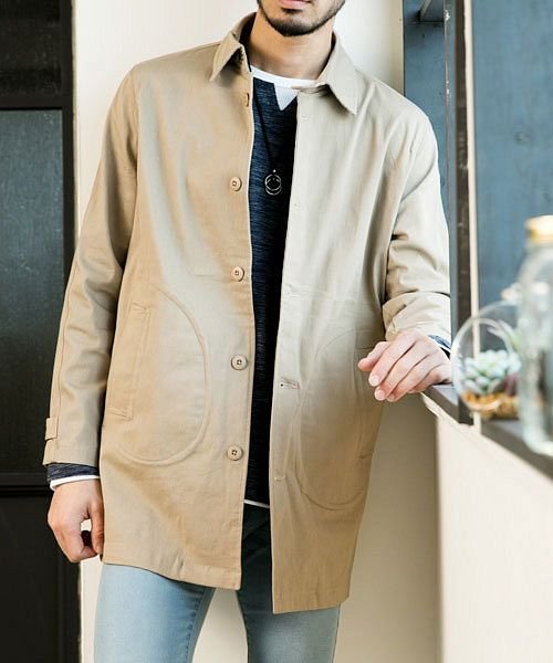 セール ステンカラーコートメンズストレッチコットンツイルショップコートシングル マエストーソ Maestoso Magaseek