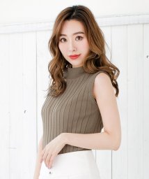 JULIA BOUTIQUE(ジュリアブティック)/ベーシックハイネックノースリーブリブニットトップス/510230 レディース カットソー/ブラウン