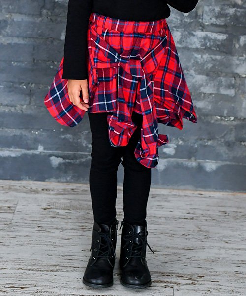 セール チェックシャツ腰巻き風スカッツ 子供服bee 子供服bee Magaseek