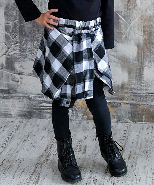 セール チェックシャツ腰巻き風スカッツ 子供服bee 子供服bee Magaseek