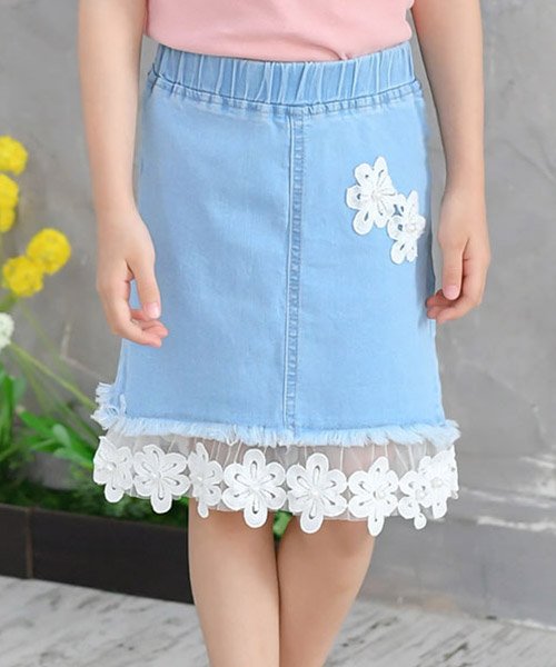 セール レース付きデニムスカート 子供服bee 子供服bee Magaseek