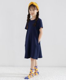 子供服Bee(子供服Bee)/無地シンプル半袖ワンピース/ネイビー系1