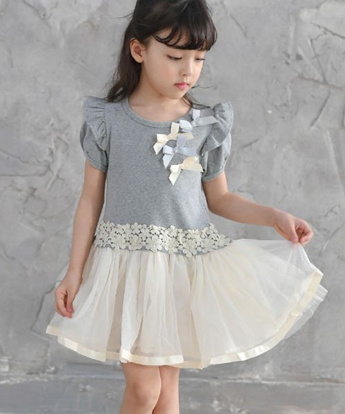 セール 胸リボン切替えチュールワンピース 子供服bee 子供服bee Magaseek