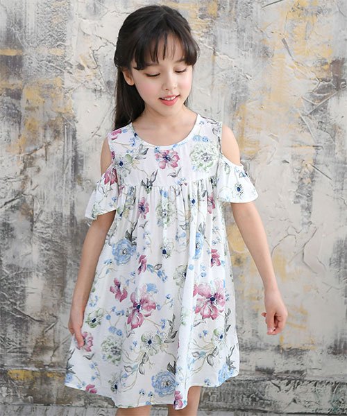 セール オフショル花柄ワンピース 子供服bee 子供服bee Magaseek