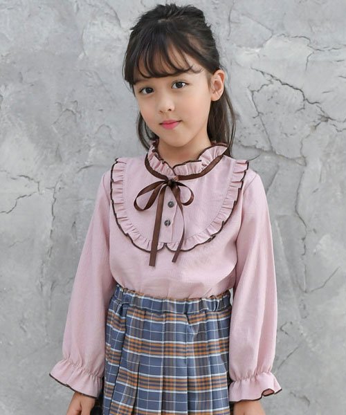 クーポン開催中 セール 64 Off フリル ストライプ地 長袖ブラウス 子供服bee 子供服bee Magaseek