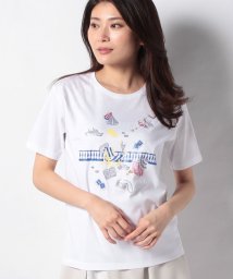 LA JOCONDE(ラ　ジョコンダ)/【洗える】スーピマスムース ラメプリントTシャツ/ホワイト