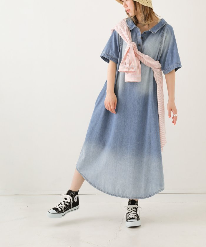 セール 10 Off ピュアヴィンテージデニムロングワンピ オシャレウォーカー Osharewalker Magaseek