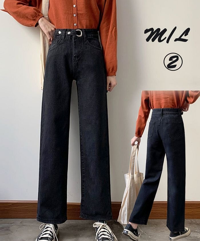 セール デニムパンツ レディース ハイウエスト ワイドパンツ ボタン調節 ストレートパンツ ジーンズ ゆったり ショッピングゴー Shoppinggo Magaseek