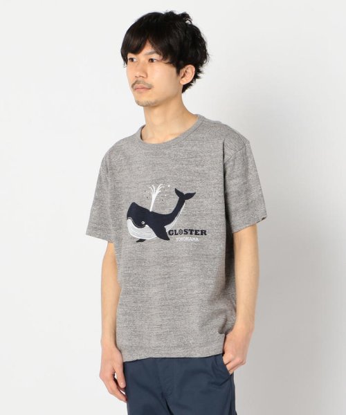 GLOSTER(GLOSTER)/吊り編み クジラプリントTシャツ/ミディアムグレー