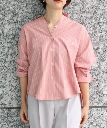 VIS(ビス)/【EASYCARE】クロワッサンスリーブ前開きシャツ/ピンク系（65）