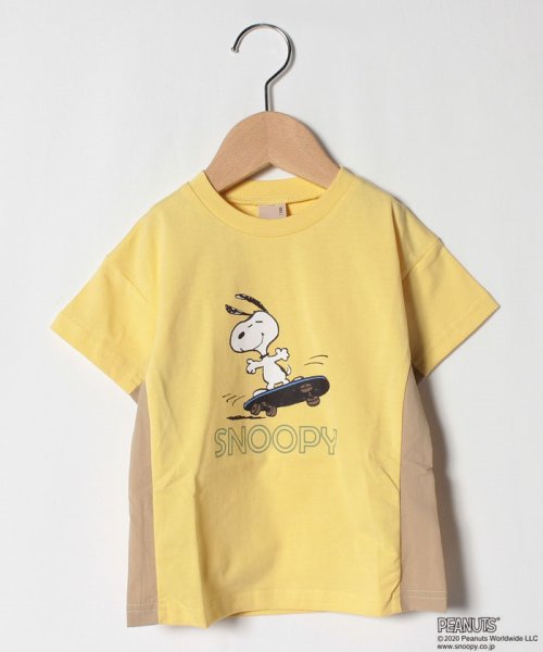 セール 40 Off Peanutsコラボ スヌーピープリント脇切り替えtシャツ プティマイン Petit Main Magaseek