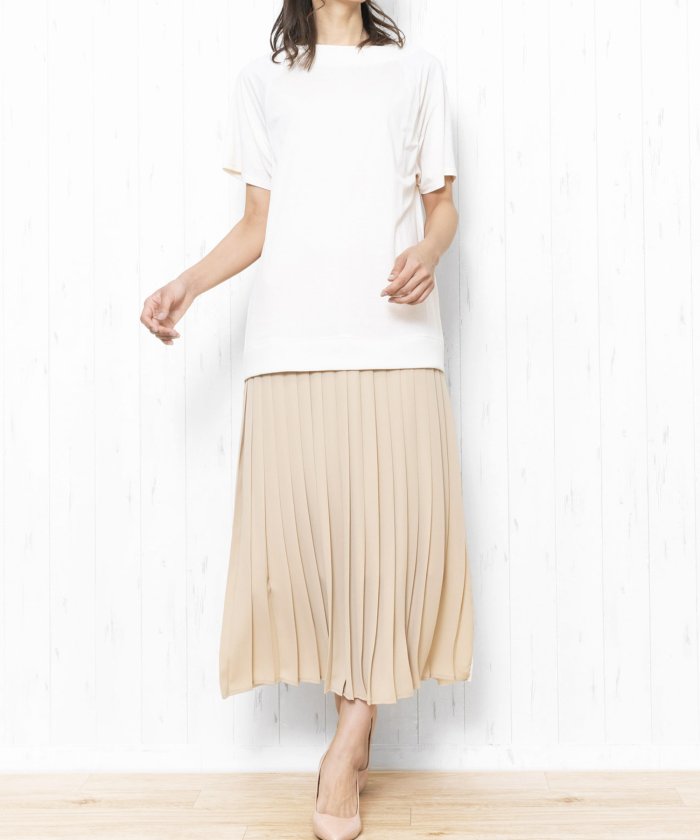 セール Off レディース ワンピース プリーツ切り替え 半袖ワンピース ロング丈 2way ミリアンデニ Mili An Deni Magaseek