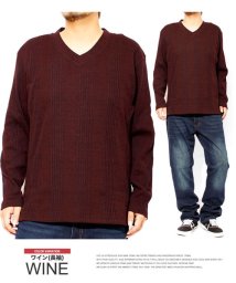 one colors/Tシャツ メンズ 大きいサイズ Vネック 長袖 無地 テレコ素材 白 黒 青 赤 春 半袖Tシャツ 長袖Tシャツ おしゃれ コットン VネックTシャツ シャツ /503135811