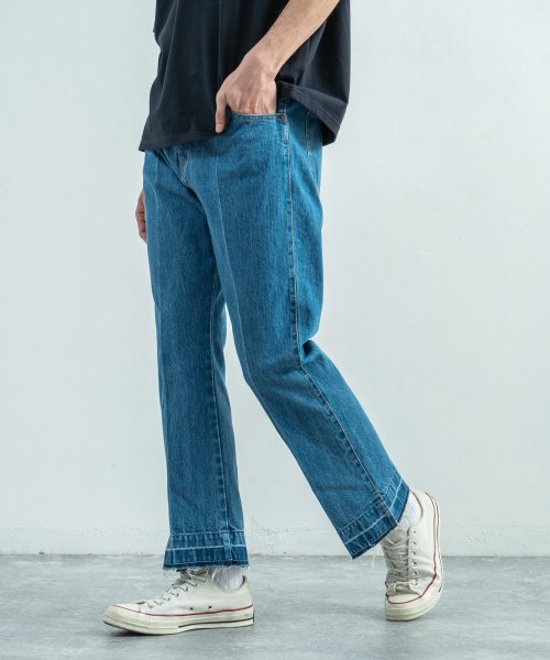 デニムパンツ メンズ レディース ジーンズ アンクル丈 ブーツカット フレアシルエット セルビッチ セルヴィッチ 日本製 国産 赤耳 リペア 綿 コットン セン ロッキーモンロー Rocky Monroe Magaseek