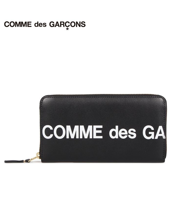 コムデギャルソン Comme Des Garcons 財布 長財布 メンズ レディース ラウンドファスナー 本革 Huge Logo Wallet ブラック 黒 コムデギャルソン Commedesgarcons Magaseek
