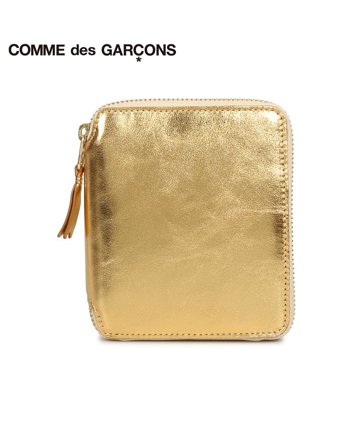 コムデギャルソン COMME des GARCONS 財布 二つ折り メンズ レディース ラウンドファスナー 本革 GOLD AND SILVER  WALLET