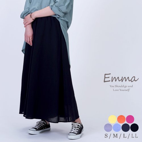e.m.a(エマ)/コットン100％風になびくふんわりパンツ/ブラック