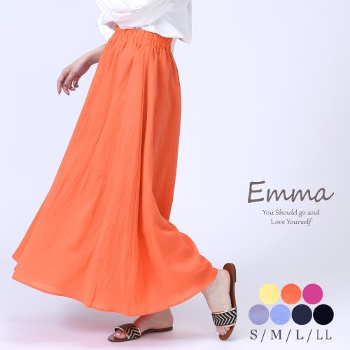 e.m.a(エマ)/コットン100％風になびくふんわりパンツ/オレンジ