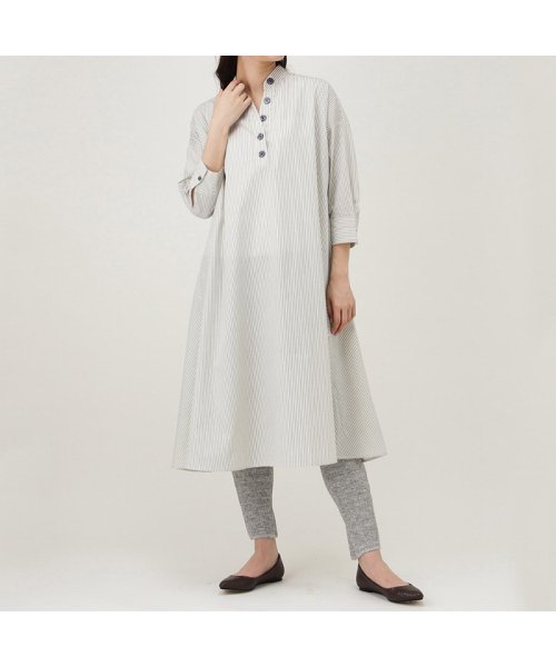 Navy ネイビー 7分袖ヘンリーテントワンピ 680 1067 1mh マックハウス レディース Mac House Women Magaseek