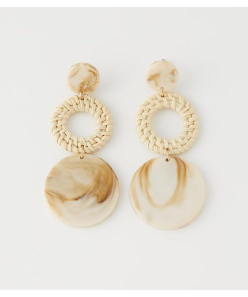 AZUL by moussy(アズールバイマウジー)/MARBLE ROUND RATTAN EARRINGS/柄BEG5
