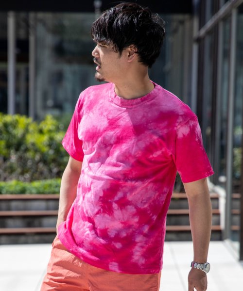 Nylaus(ナイラス)/Nylaus select タイダイ染 クルーネック 半袖Tシャツ/ピンク