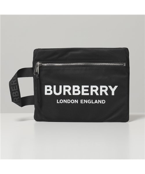 BURBERRY(バーバリー)/【BURBERRY(バーバリー)】8018147 HANDLE POUCH ハンドルポーチ ナイロン ロゴ クラッチバッグ フラットポーチ ハンドル付き BLA/ブラック