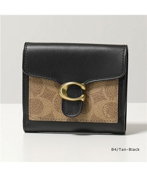 セール Coach コーチ タビー 二つ折り財布 ミニ財布 豆財布 B4 Tan Black レディース コーチ Coach Magaseek