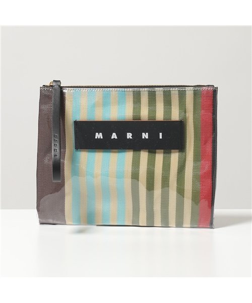 MARNI(マルニ)/【MARNI(マルニ)】PHMO0001Q2 P2740 STY50 GLOSSY GRIP Sサイズ PVC ストライプ クラッチバッグ ポーチ 鞄 レディー/マルチ