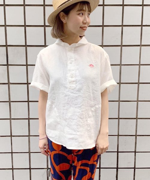 FREDY&GLOSTER(フレディアンドグロスター)/【DANTON/ダントン】LINEN SHIRTS ショートスリーブ丸衿シャツ #JD－3565KLS/ホワイト