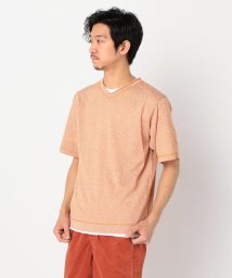 GLOSTER(GLOSTER)/12G CHARIOTレイヤードニット 半袖Tシャツ付/オレンジ