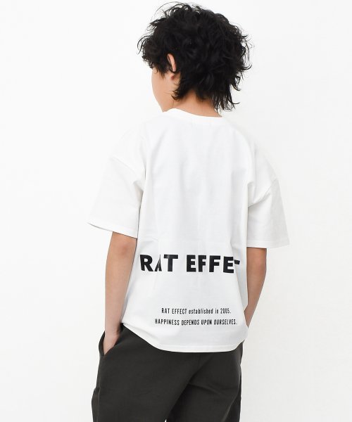 RAT EFFECT(ラット エフェクト)/ボックス転写プリント＆バックロゴ半袖Tシャツ/オフホワイト