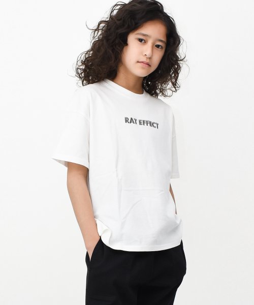 RAT EFFECT(ラット エフェクト)/厚盛刺繍半袖Tシャツ/オフホワイト