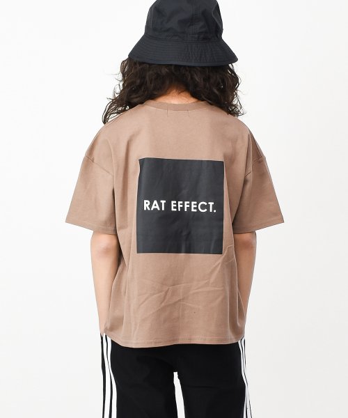 RAT EFFECT(ラット エフェクト)/バックボックスプリント半袖Tシャツ/ブラウン