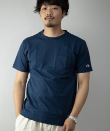 Nylaus(ナイラス)/Champion C3－M349 ガーメントウォッシュ ポケット付き 半袖 Tシャツ/ネイビー