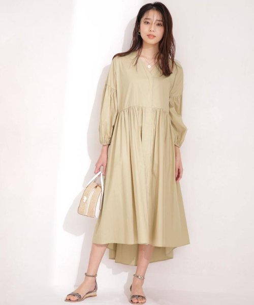 セール Vネックギャザー前開きワンピース ナノ ユニバース Nano Universe Magaseek