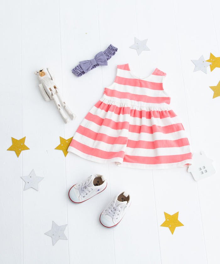 セール ベア天竺ボーダーvネックワンピース 90cm 130cm バースデーパーティ Birthday Party Magaseek