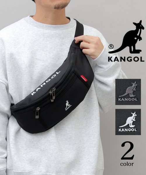 KANGOL(KANGOL)/KANGOL カンゴール ロゴプリント ウエストポーチ ボディバッグ ウエストバッグ/ブラック系1