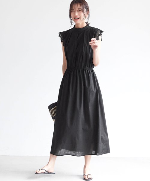 袖レーススタンドカラーワンピース コカ Coca Magaseek