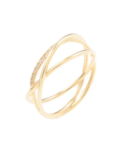 K10ダイヤモンドつぶし丸線 3連リング 