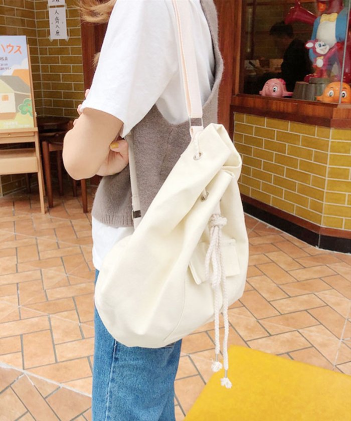 セール ショルダーバッグレディース 斜め掛け シンプル 巾着袋 帆布 日帰り旅行 キャンパスバッグ セイヘイショップ Seiheishop Magaseek