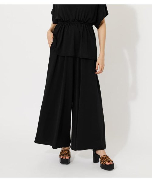 AZUL by moussy(アズールバイマウジー)/GLOSSY COOL BELT WIDE PANTS/BLK